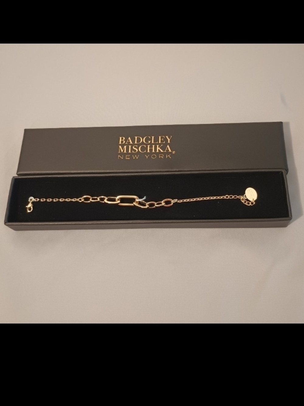Badgley Mischka New York Gold Paperclip Bracelet